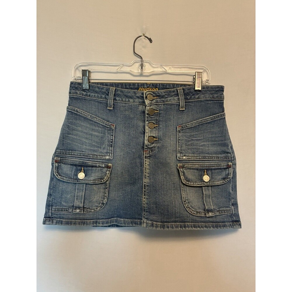 Hudson Cargo Style Vintage Pocket Denim Jean Skirt Size 30
